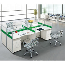 4 seater workstation glass mix melamine board partition circular office desk